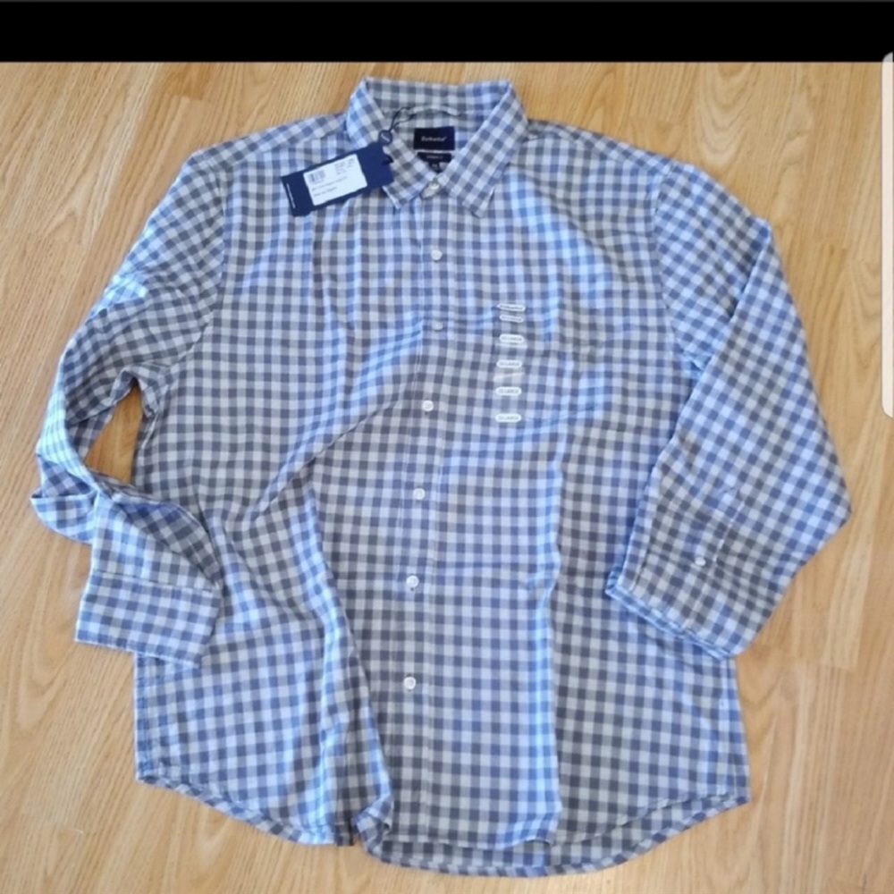 🛍️ #378 NWT Zobello Grey Gingham Shirt - Picture 2 of 3